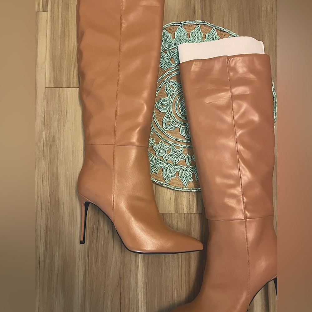 Jeffrey Campbell Tan Over-the-Knee Leather Stiletto Boots - Picture 5 of 5